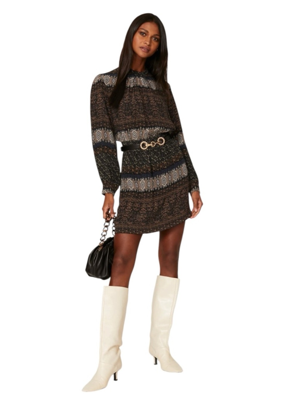 Vanessa Bruno - Santana Dress Printed Long Sleeve Mini Sz 40